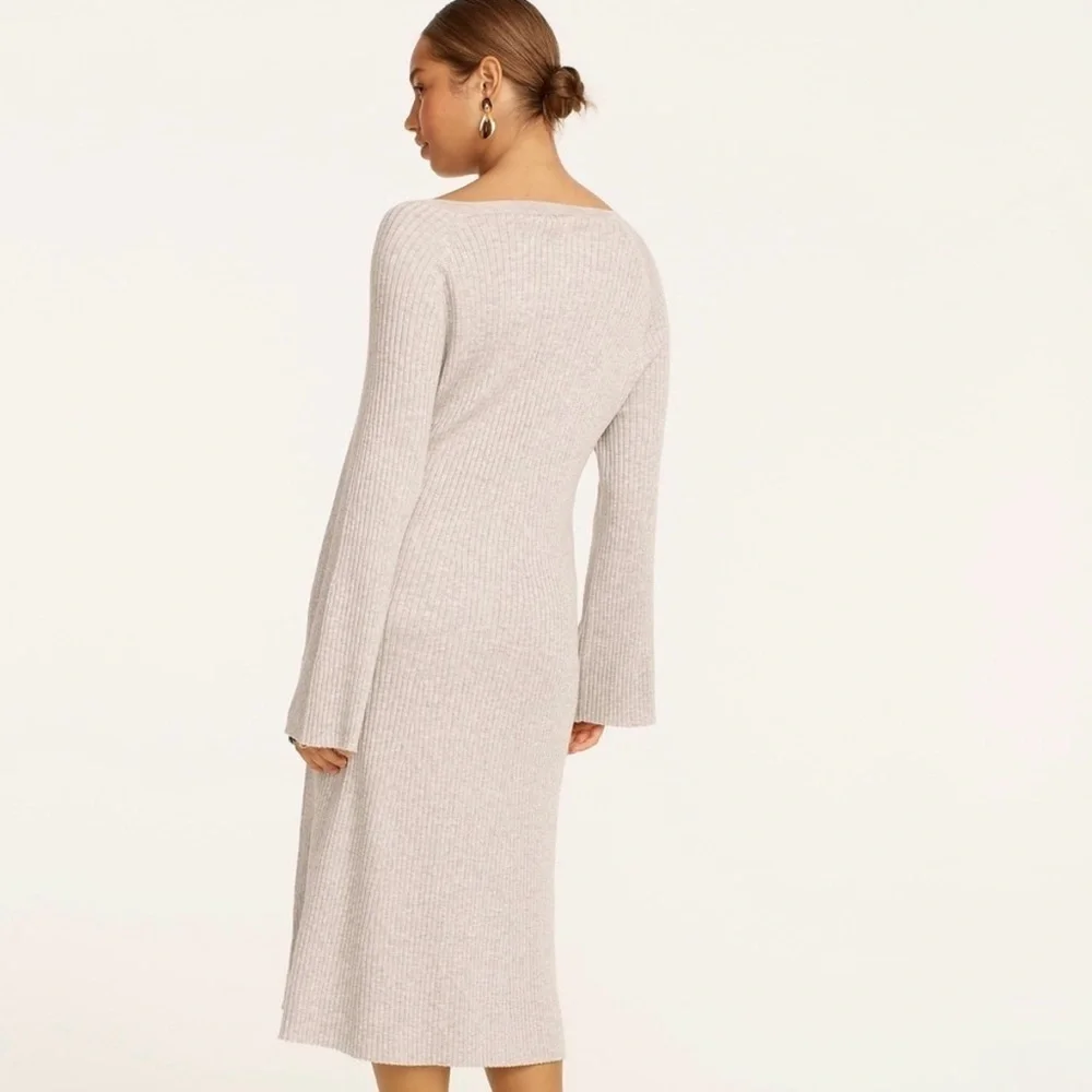 🩶 NWT J.Crew Gray Ribbed Silk Blend Sweater Dress Medium